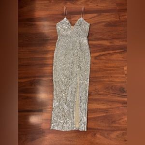 Fashion Nova Glitter Slit Dress